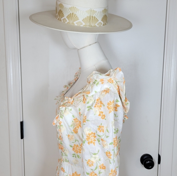 Adelyn Rae Embroidered Floral Dress M Cottagecore Ruffle Mini - Picture 7 of 12